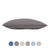 The Pillowtex Dream in Color hypoallergenic down-alternative pillow is shown horizontally on a white background, with six available color swatches—dark blue, gray, beige, light gray, light blue, and off-white—displayed below.