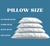 Four white Best Western<sup>®</sup> Victoria Pillows by Keeco, labeled Standard (20x26), Jumbo (20x28), Queen (20x30), and King (20x36), are stacked on a blue background. Firm polyester fill offers medium-firm support. "Pillow Size" appears above in white text.